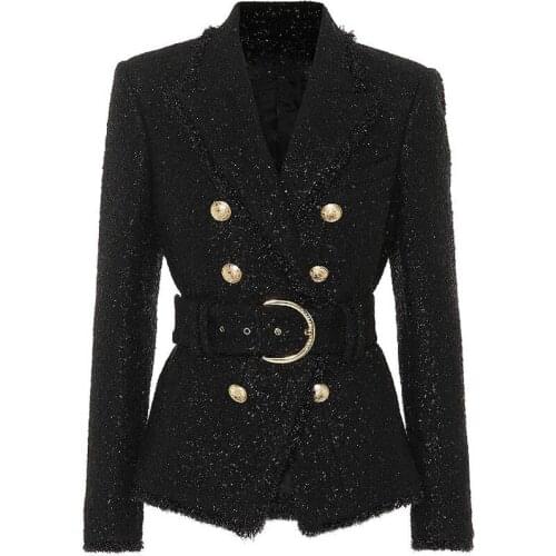 Style New England hot temperament bright silk belt cultivate morality short double breasted suit jacket