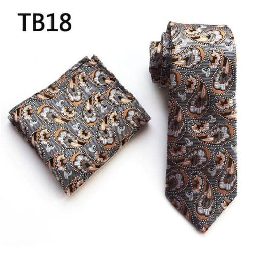 Wholesale Men Necktie Set Unique Paisley Pattern Cravat Tie Sets with Pocket Square