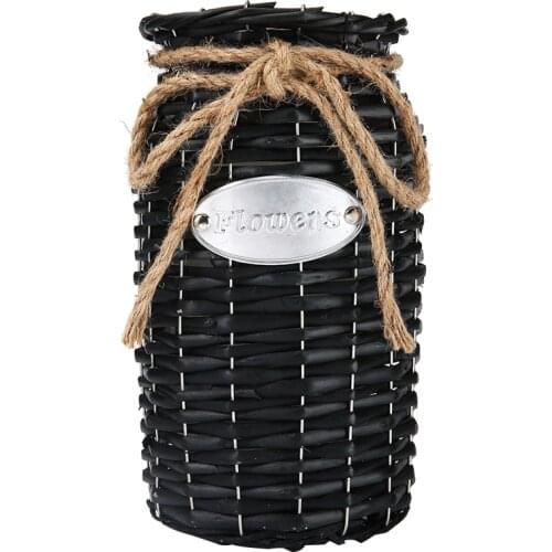 Wicker High Floor Vase Handmade Natural Wicker Woven Storage Basket Flower Plants Straw Pots Vase Bag Home Decor