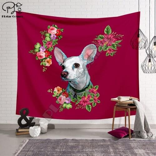 PLstar Cosmos Pet dog flower puppy funny animal Tapestry 3D Printing Tapestrying Rectangular Home Decor Wall Hanging New style-1