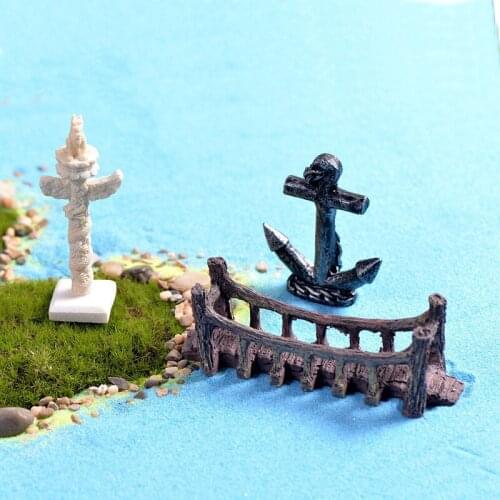 Zakka Resin Aquarium Water Fountain Retro Bridge Anchor Model Figurines Garden Decoration Ornament Terrariums/Miniatures DIY