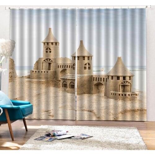 Desert landscape Curtain Sand Sculpture Castle For Living Room Bedroom Blackout Window Drapes Home Decor Sets Custom any size