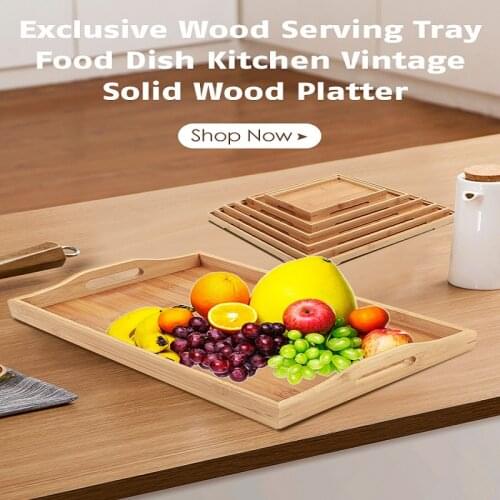 Various Size Exclusive Wood Serving Tray Food Dish Kitchen Vintage Solid