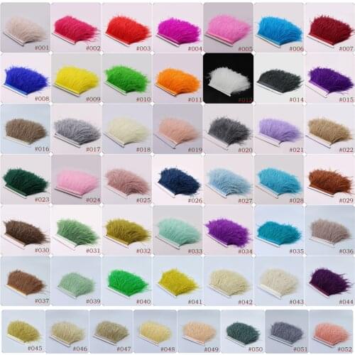 Multicolor Natural Ostrich Feather Trims 10-15cm White on Ribbon for Wedding Dress Clothing Decoration Sewing Crafts