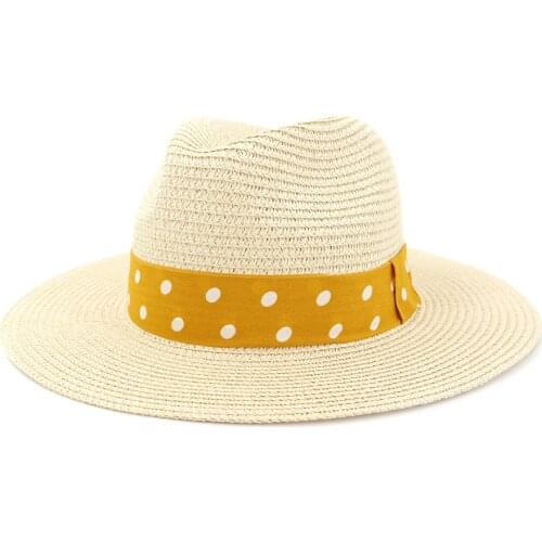 High Quality Summer Wave Point Straw Hat Women Beach Sand Fashion Wide Brim Black White Fedora Straw Hats Sun Caps For Men
