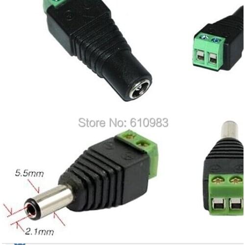 20 Pieces Female Male DC Power Jack Plug Connector Adapter For 5050 3528 LED Strip Light for CCTV Power Connector LED Light