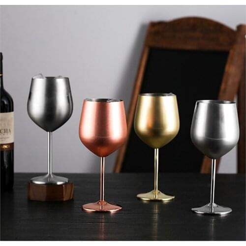 170-520ml red wine cup Stainless Steel Goblet Champagne Cup Wine Glass Cocktail Glass Metal Wine Glass for Bar Restaurant
