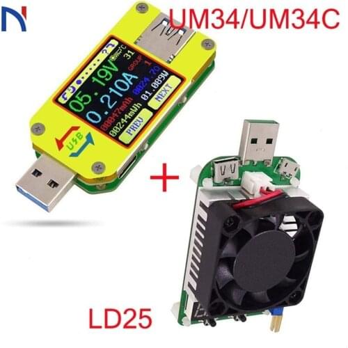 APP USB 3.0 Type-C DC UM34 UM34C USB Tester Voltmeter Ammeter Voltage Current Meter Battery Charge Measure Cable Detector Tester