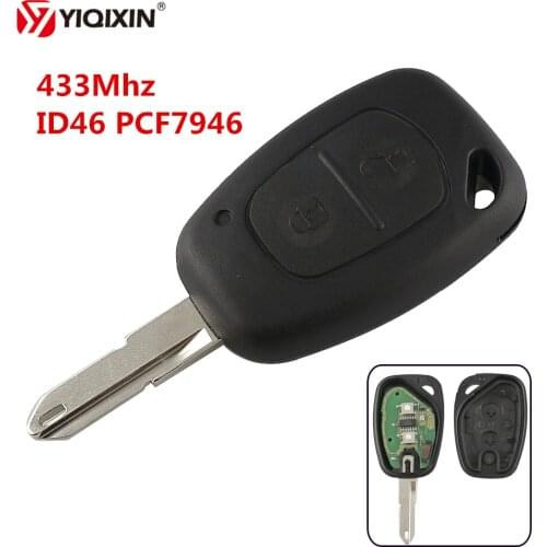 YIQIXIN 2 Button Remote Key For For Renault Traffic Master Vivaro Movano Kangoo 433Mhz ID46 PCF7946 Transponder Chip 206 Blade