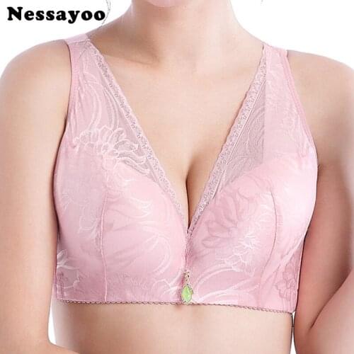 Sexy Lace Floral Push Up Bra Women Wire Free Bralette Underwear Back Closure Wire Free Bra Plus Size Bra Vest 36-42 Size 7 Color