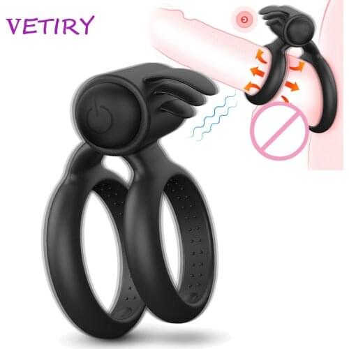 Vibrating Cock Rings Clitoris Stimulation Vibrator Sex Toy for Couple Men Male Delay Ejaculation Penis Ring Erotic Toys