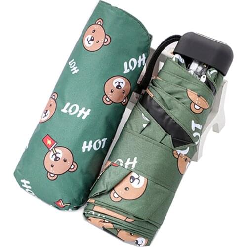 New Creative Brand umbrella rain women Five-Folding Umbrella Pockets Umbrella Rain Women Cute Little Bear Beach Umbrella