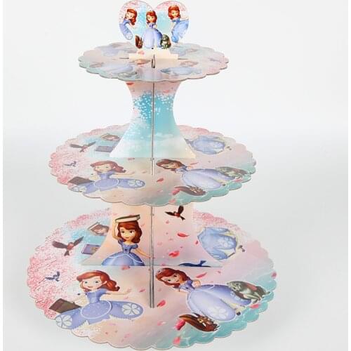 1 set cartoon Sophia princess cake stand Sofia birthday baby shower Party decor supplies 3-tier card board cupcake stand hold