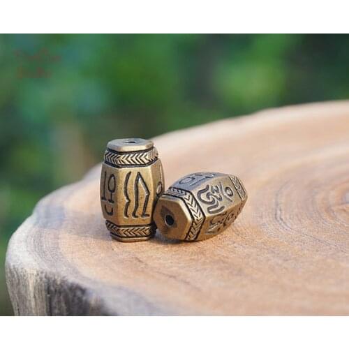 10pcs Bronze Beads Carved om mani padme hum Hexagonal Prism Brass Bead Mala Japa Beads Bracelet Jewelry Findings DIY Accessories