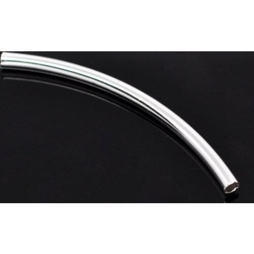 100 Silver Plated Curved Tube Spacer Beads 5cm x 3mm (B14862)