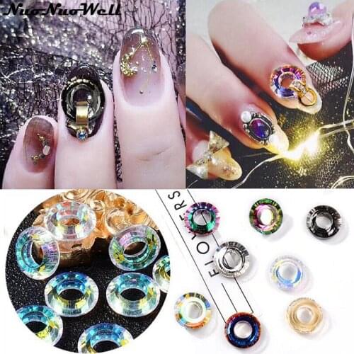8 Colors Golden Ring 10*10mm 3D DIY Nail Art Glitter Manicure Decorations Crystal Rhinestones Nail Charms Acrylic Drill