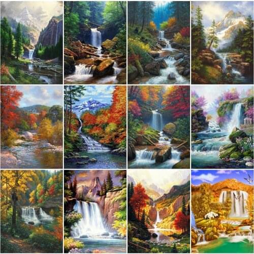 EverShine Diamond Painting Waterfall Rhinestones Cross Stitch Kit Diamond Embroidery Landscape Picture Mosaic Wall Decor