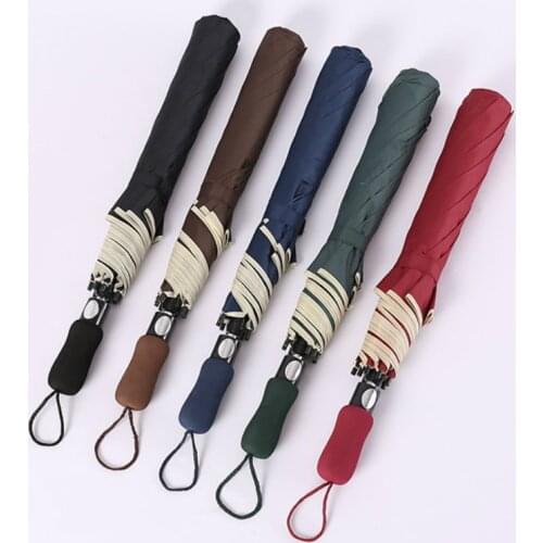 120cm Oversized Automatic 2 Folding Big Umbrella Fold Sunny Rain Two Fold Golf Umbrella Gift Advertising Umbrella Wholesale