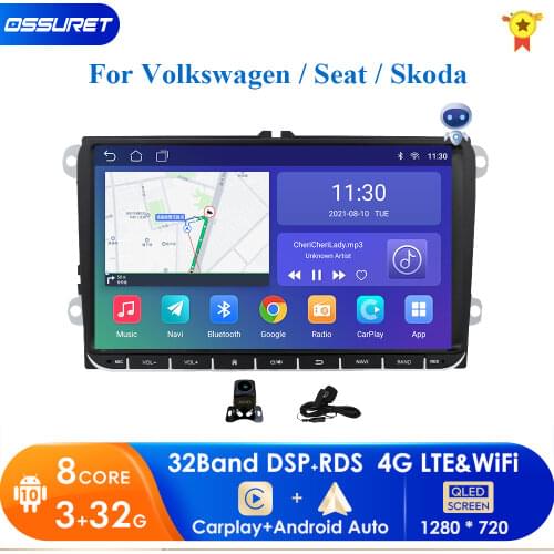 EU/US Warehouse 2+32 android 10 car multimedia player for VW polo golf passat tiguan skoda yeti superb for skoda gps navi 2+32