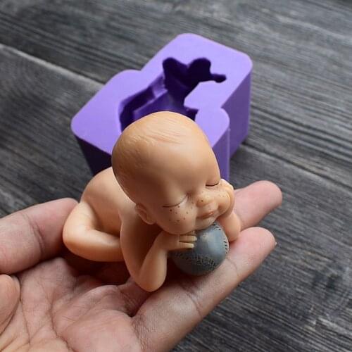 Baseball Sleeping Baby Silicone Mold Fondant Mold Cake Decoration Molding Embossed Fondant Mold for SQ1416