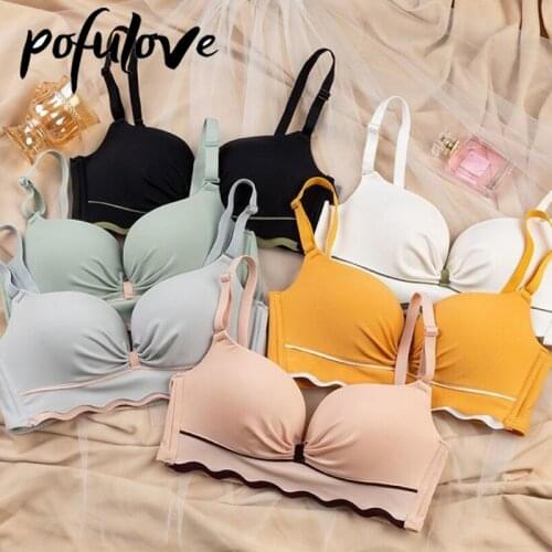 Kawaii Teen Girl Bra Butterfly Cute Push Up Bras Wire Free Seamless Bralette Underwear for Small Breast A B 75 Gather Brassiere
