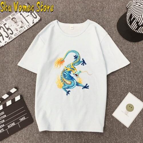 Unisex T-shirt Harajuku Summer Vintage Chinese Dragon Print Cool Unisex Casual Short Sleeve t shirt Streetwear T-shirt Oversize