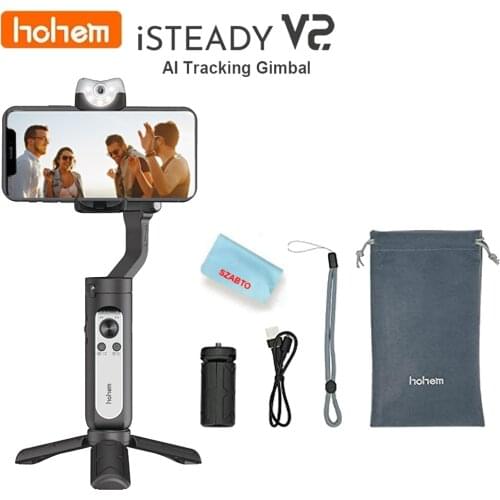 Hohem ISteady V2 3-Axis Gimbal Stabilizer with AI Tracking & Brightness Adjustable LED Video Light Gesture Control Ultralight