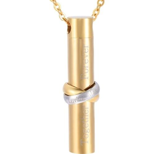 IJD9944 'In Loving Memory Together Forever ' Cylinder Memorial Pendant Ashes Urn Cremation Necklace Keepskae Jewelry Bar Locket