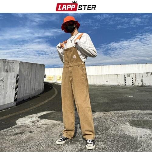 LAPPSTER Men Y2k Harajuku Korean Fashion Jumpsuits 2021 Mens Japanese Streetwear Causal Rompers Male Vintage Hip Hop Overall 2XL