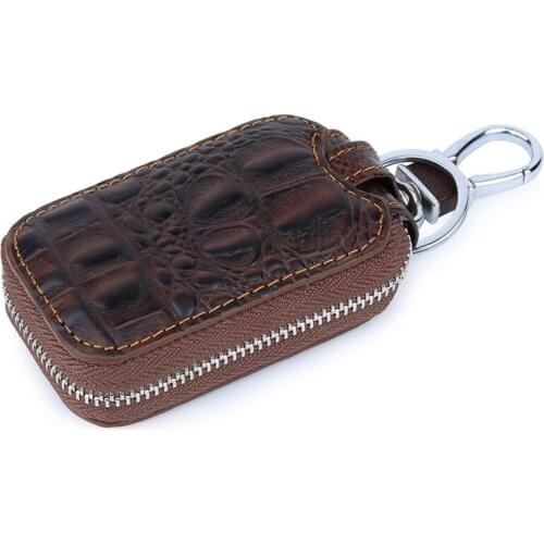 Leather Keychain Novelty Purses Alligator Pattern Car Key Bag Multi-Functional Zipper Mens Pouch Hoder Unisex Wallet