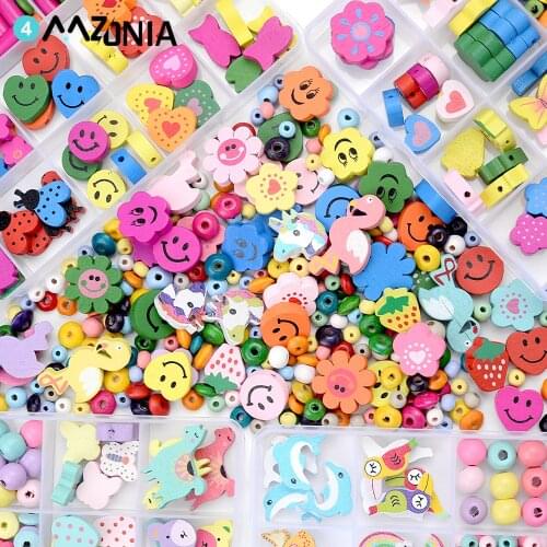 Boxed Round Wooden Beads Jewelry Making Spacer Set Handmade Beading DIY Pacifier Clip Set Necklace Bracelet Wooden Wholesale