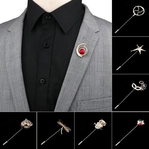 Mens Advanced Chic Brooches Flower Star Face Leaf Shawl Lapel Pins Uxedo Corsage Hat Shirt Collar Pin Party Daily Accessory