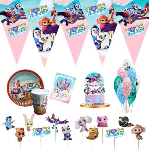 TOTS Birthday theme favor party supplies Party Set Paper Cup Plate Gift Bag Napkin Flag Cake Topper Balloon Tableware