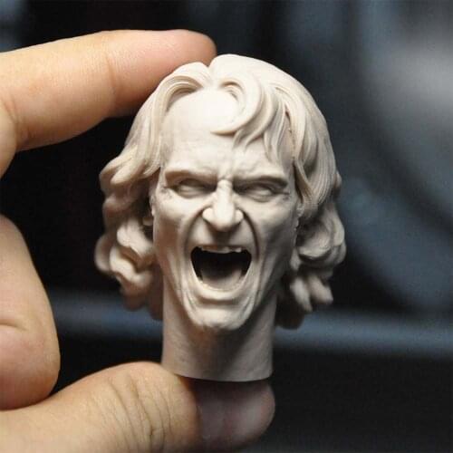 1/6 Scale Joaquin Phoenix Arthur Unpainted Head Model Laughing Out for Collections DIY