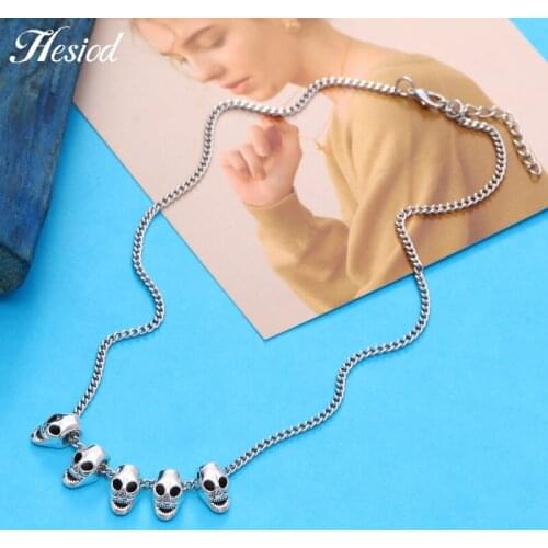 Multiple Skulls And Lightning Pendant Hesiod Fashion New Necklace Silver Plated Color Party Charm Jewelry Accessories For Women