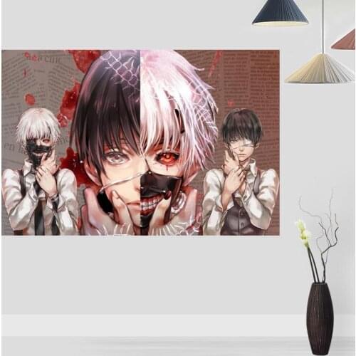 New Arrival Tokyo Ghoul Anime Poster On The Wall Modern Vertical/Horizontal Rectangle Poster Silk Fabric Cloth Wall Art Unframed