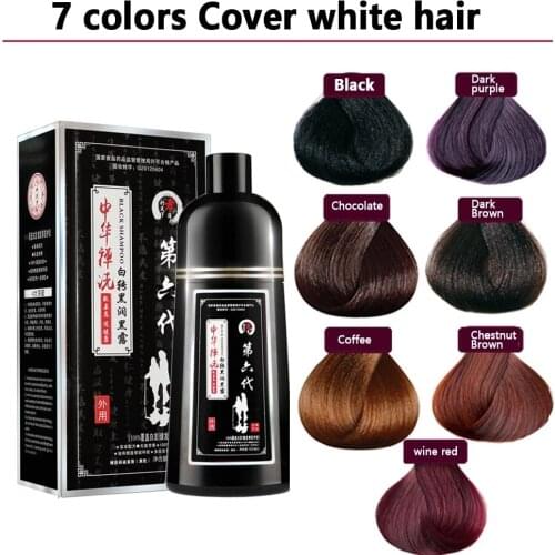 7 Colors Organic Natural Fast Hair Dye Only 5 Minutes Noni Plant Essence Brown Hair Color Dye Shampoo for Cover Gray White Hair
