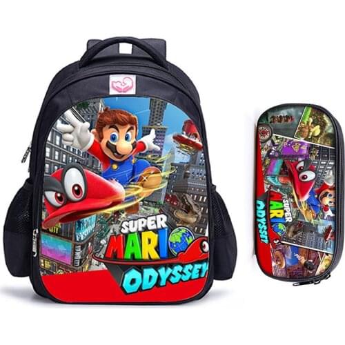16 Inch Mario Bros Children School Bags Orthopedic Backpack Kids Boys Girls Mochila Infantil Cartoon Bags