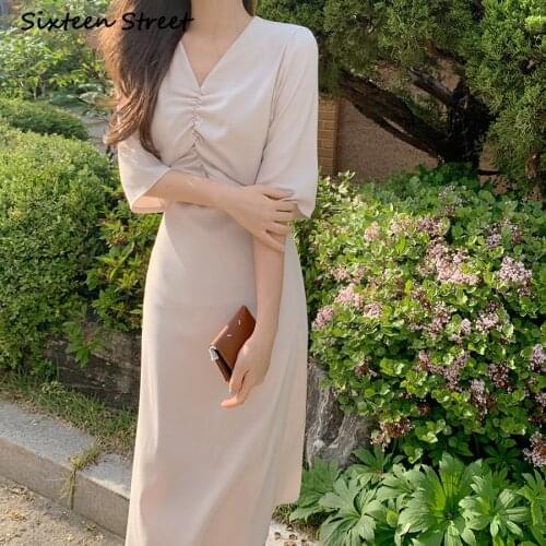 Dresses for Women V Neck Dress Retro Korean Fashion Clothing Style Summer Girl Sexy Dress Vintage Vestido De Mujer Y2k Aesthetic