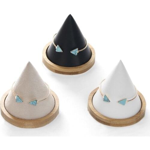 Conical leather jewelry display rack for bracelet wrist watch jewelry soft touch fashion jewelry display rack