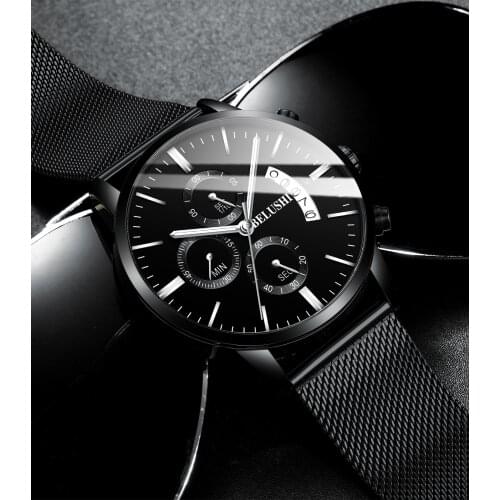 Simple Watch 2021 New Burst Quartz Watch Mens Business Fashion Three-eye Six-pin Timer Calendar Watch Trend Unique Watch