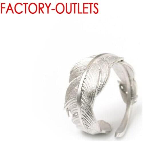 925 Sterling Silver Original Ring Feather Shape Open Finger Adjustable Rings For Women Girls Elegant Silver 925 Jewelry
