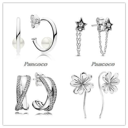 925 Sterling Silver Contemporary Pearls , Freshwater Cultured Pearl Studs Earrings For Women Wedding Pandora Jewelry