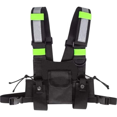 Heavy Duty Work Tool belt Suspender Work tool bag Adjustable black chest Rig Bag with reflective strips tactical vest