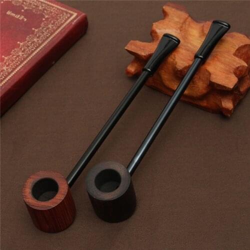 Ebony Wood Pipe Smoking Pipes Portable Smoking Pipe Herb Tobacco Pipes Grinder Smoke Gifts Black/Coffee 2 Colors