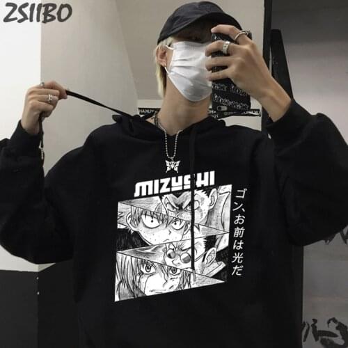 Streetwear Mens Sweatshirt Hunter X Hunter Killua Zoldyck Punk Harajuku Unisex Anime Hooded Fashion Male Hoodies Casual Tops