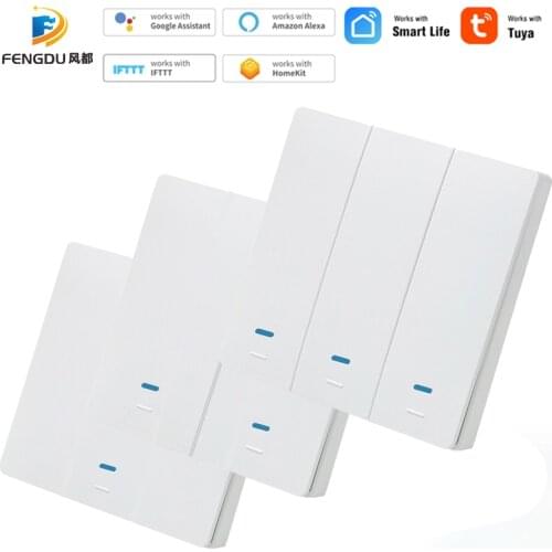 Tuya WiFi Smart Switch Push Button EU Wall Light Switches Work with Google Assistant Alexa Compatible