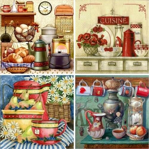 Embroidery Diamond Painting Kitchen Diy Handicraft Picture of Rhinestones Full Square Round Diamond Mosaic Cups Handmade Gift