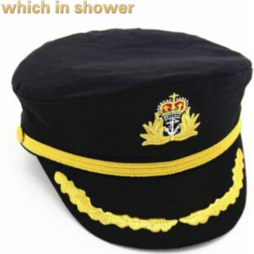 Which in shower high quality embroidery crown captain hat for women men cotton sailor navy cap black white military hat gorras