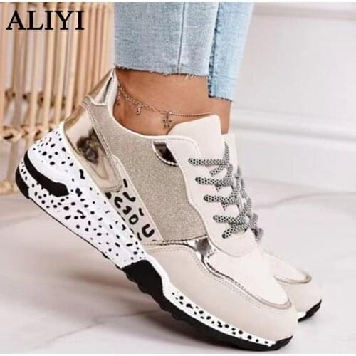 2021 Sport Shoes Women Spring Autumn Fashion Leopard Print Mix Colors Ladies Comfy Sneakers 35-43 Large-Sized Vulcanized Shoes